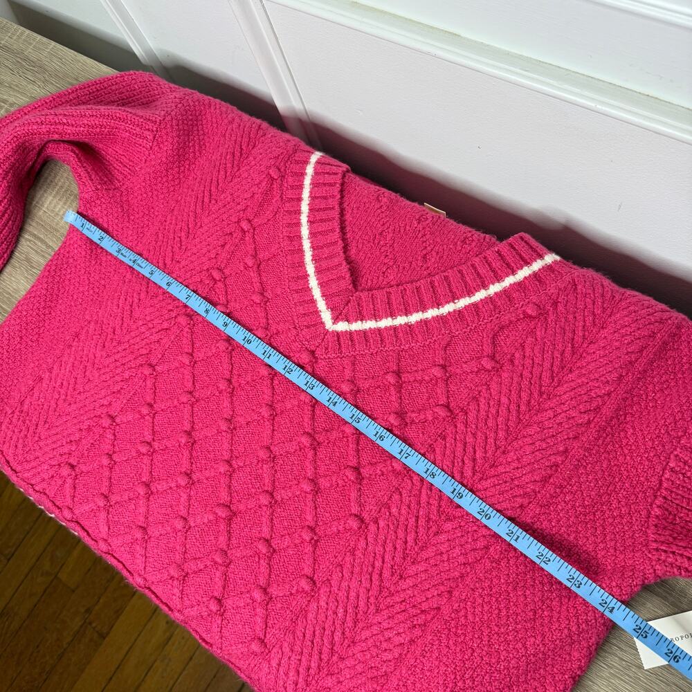 Anthropologie Maeve Tilly V-Neck Pullover Pink Sweater NEW Womens Large - Picture 6 of 9